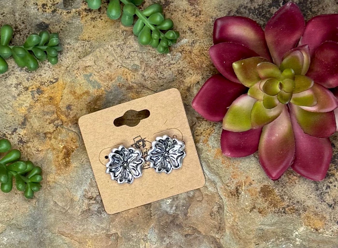 TOOLED FLOWER STUDS
