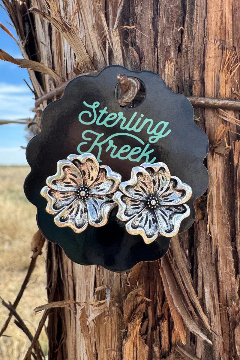 TOOLED FLOWER STUDS
